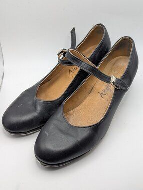 Angelo Luzio Black Leather Mary Jane Tap Shoes Size 6